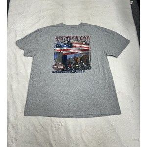 Harley Davidson 110 Year Anniversary American Flag Gray Graphic T-Shirt Size 2XL